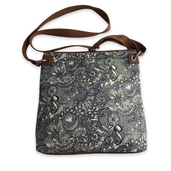Sakroots Navy Blue Spirit Desert Floral Crossbody Trip Pouch Adjustable Strap - Picture 2 of 14